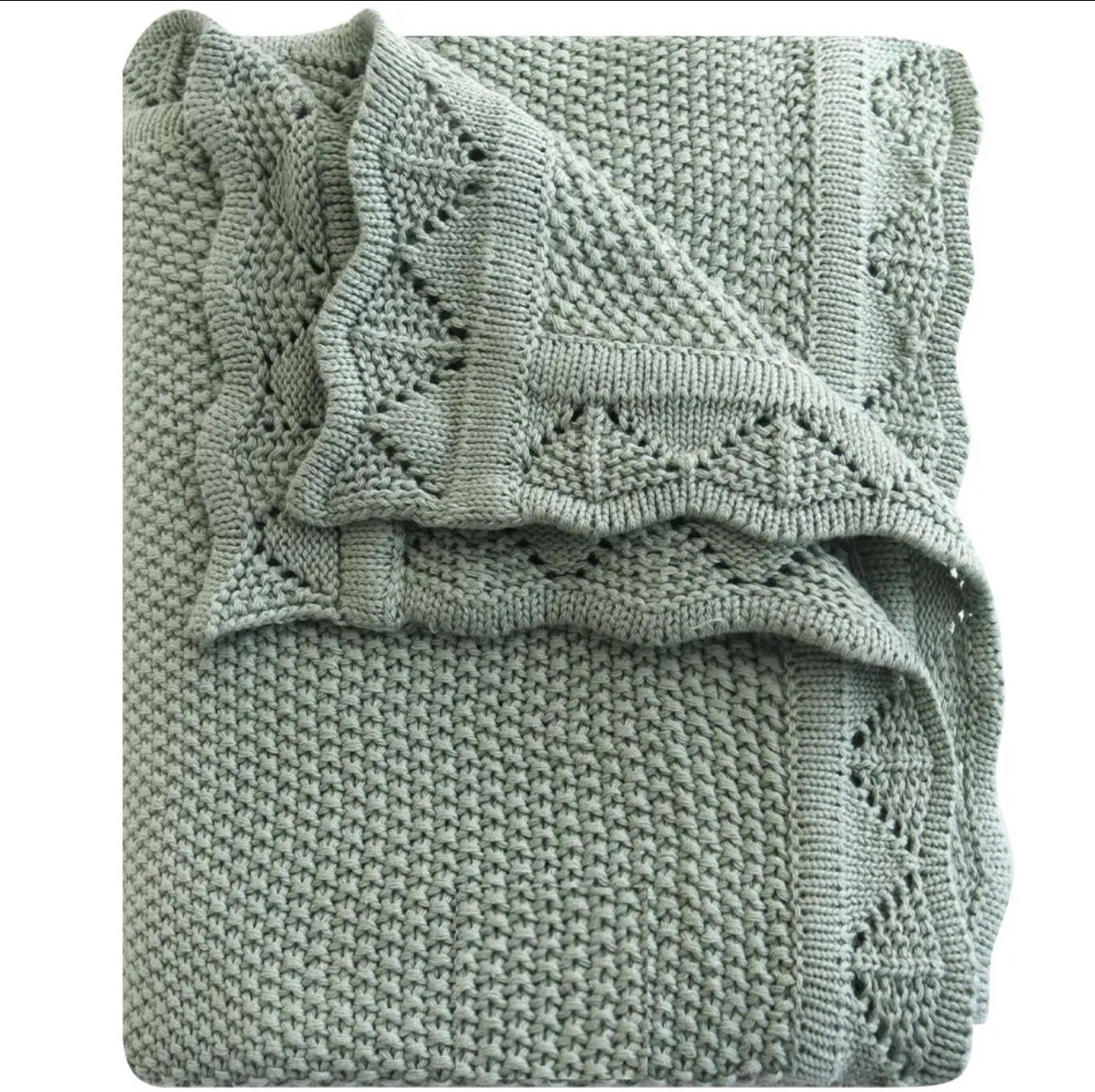 Sage Knitted Heirloom blanket